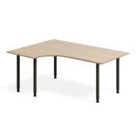 Office skrivebord venstrevendt 160x120cm eg laminat med sort stel