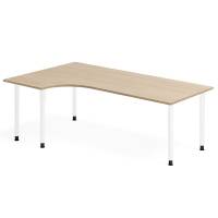 Office skrivebord venstrevendt 200x120cm eg laminat p&aring; hvidt stel
