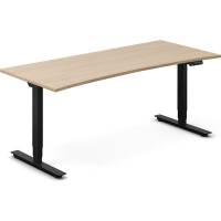 Office h&aelig;ve-s&aelig;nkebord bueformet 180x80cm eg laminat med sort stel