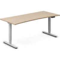 Office h&aelig;ve-s&aelig;nkebord bueformet 180x80cm eg laminat med s&oslash;lv stel