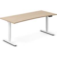 Office h&aelig;ve-s&aelig;nkebord bueformet 180x80cm eg laminat p&aring; hvidt stel