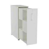 Office Towerskab 120x40cm med seks rum lys gr&aring; med hvidt greb