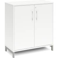 Office kontorskab 890x800mm hvid med alugr&aring;t stel