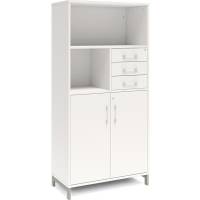 Office kontorskab med skuffer 1660x800mm hvid med alugr&aring;t stel