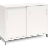 Office kontorskab med skyded&oslash;r 890x1200mm hvid med alugr&aring;t stel