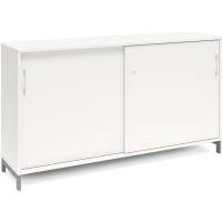 Office kontorskab med skydedør 890x1600mm hvid med alugråt stel