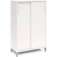 Office kontorskab med skydedør 1275x800mm hvid med alugråt stel