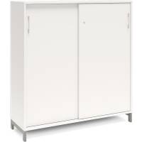 Office kontorskab med skydedør 1275x1200mm hvid med alugråt stel