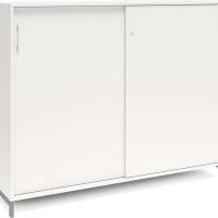 Office kontorskab med skydedør 1275x1600mm hvid med alugråt stel