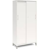 Office kontorskab med skydedør 1660x800mm hvid med alugråt stel
