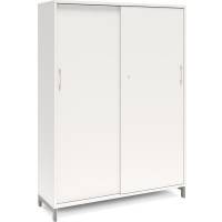 Office kontorskab med skydedør 1660x1200mm hvid med alugråt stel