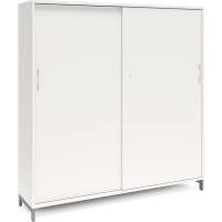 Office kontorskab med skydedør 1660x1600mm hvid med alugråt stel