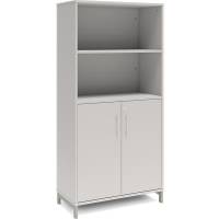 Office kontorskab 1660x800mm lys gr&aring; med alugr&aring;t stel