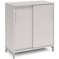 Office kontorskab med skyded&oslash;r 890x800mm lys gr&aring; med alugr&aring;t stel