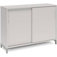 Office kontorskab med skyded&oslash;r 890x1200mm lys gr&aring; med alugr&aring;t stel