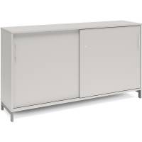 Office kontorskab med skyded&oslash;r 890x1600mm lys gr&aring; med alugr&aring;t stel