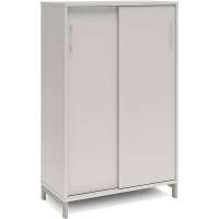 Office kontorskab med skydedør 1275x800mm lys grå med alugråt stel