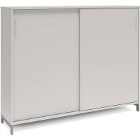 Office kontorskab med skyded&oslash;r 1275x1600mm lys gr&aring; med alugr&aring;t stel