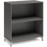 Office bogreol 890x800x400mm antracit med alugr&aring; benramme
