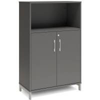 Office kontorskab 1275x800mm antracit med alugråt stel