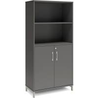 Office kontorskab 1660x800mm antracit med alugr&aring;t stel