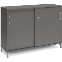 Office kontorskab med skydedør 890x1200mm antracit med alugråt stel