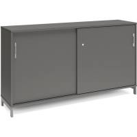 Office kontorskab med skydedør 890x1600mm antracit med alugråt stel