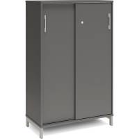 Office kontorskab med skydedør 1275x800mm antracit med alugråt stel