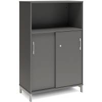 Office skab med skyded&oslash;r og reol 1275x800mm antracit med alugr&aring;t stel