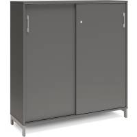 Office kontorskab med skyded&oslash;r 1275x1200mm antracit med alugr&aring;t stel