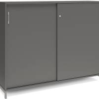 Office kontorskab med skydedør 1275x1600mm antracit med alugråt stel