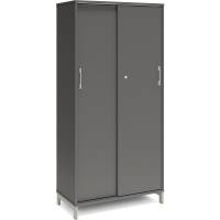 Office kontorskab med skydedør 1660x800mm antracit med alugråt stel