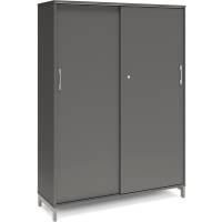 Office kontorskab med skydedør 1660x1200mm antracit med alugråt stel