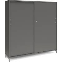 Office kontorskab med skydedør 1660x1600mm antracit med alugråt stel