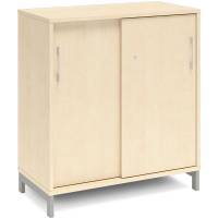 Office kontorskab med skydedør 890x800mm birk med alugråt stel