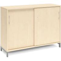 Office kontorskab med skydedør 890x1200mm birk med alugråt stel