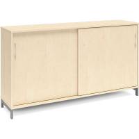 Office kontorskab med skydedør 890x1600mm birk med alugråt stel