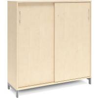 Office kontorskab med skyded&oslash;r 1275x1200mm birk med alugr&aring;t stel