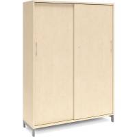 Office kontorskab med skydedør 1660x1200mm birk med alugråt stel