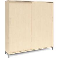 Office kontorskab med skydedør 1660x1600mm birk med alugråt stel