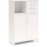 Office kontorskab med døre og skuffer 1275x800mm hvid med hvidt stel