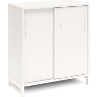 Office kontorskab med skydedør 890x800mm hvid med hvidt stel