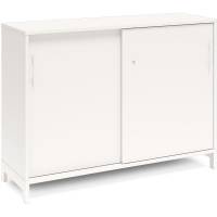 Office kontorskab med skydedør 890x1200mm hvid med hvidt stel