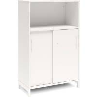 Office skab med skydedør og reol 1275x800mm hvid med hvidt stel
