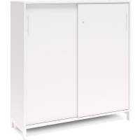 Office kontorskab med skyded&oslash;r 1275x1200mm hvid med hvidt stel