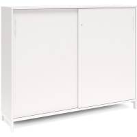 Office kontorskab med skydedør 1275x1600mm hvid med hvidt stel