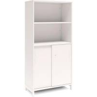 Office skab med skydedør og reol 1660x800mm hvid med hvidt stel