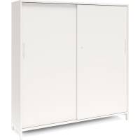 Office kontorskab med skydedør 1660x1600mm hvid med hvidt stel