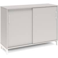 Office kontorskab med skyded&oslash;r 890x1200mm lys gr&aring; med hvidt stel