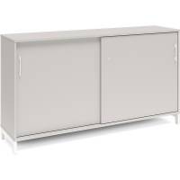 Office kontorskab med skydedør 890x1600mm lys grå med hvidt stel